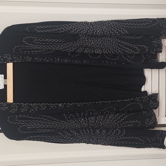 Christopher & Banks embroidered light Cardigan Black and White Large - Picture 12 of 12